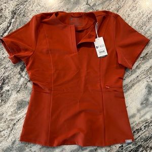 Figs Bristol Slim Henley Scrub Top- Auburn (Small)